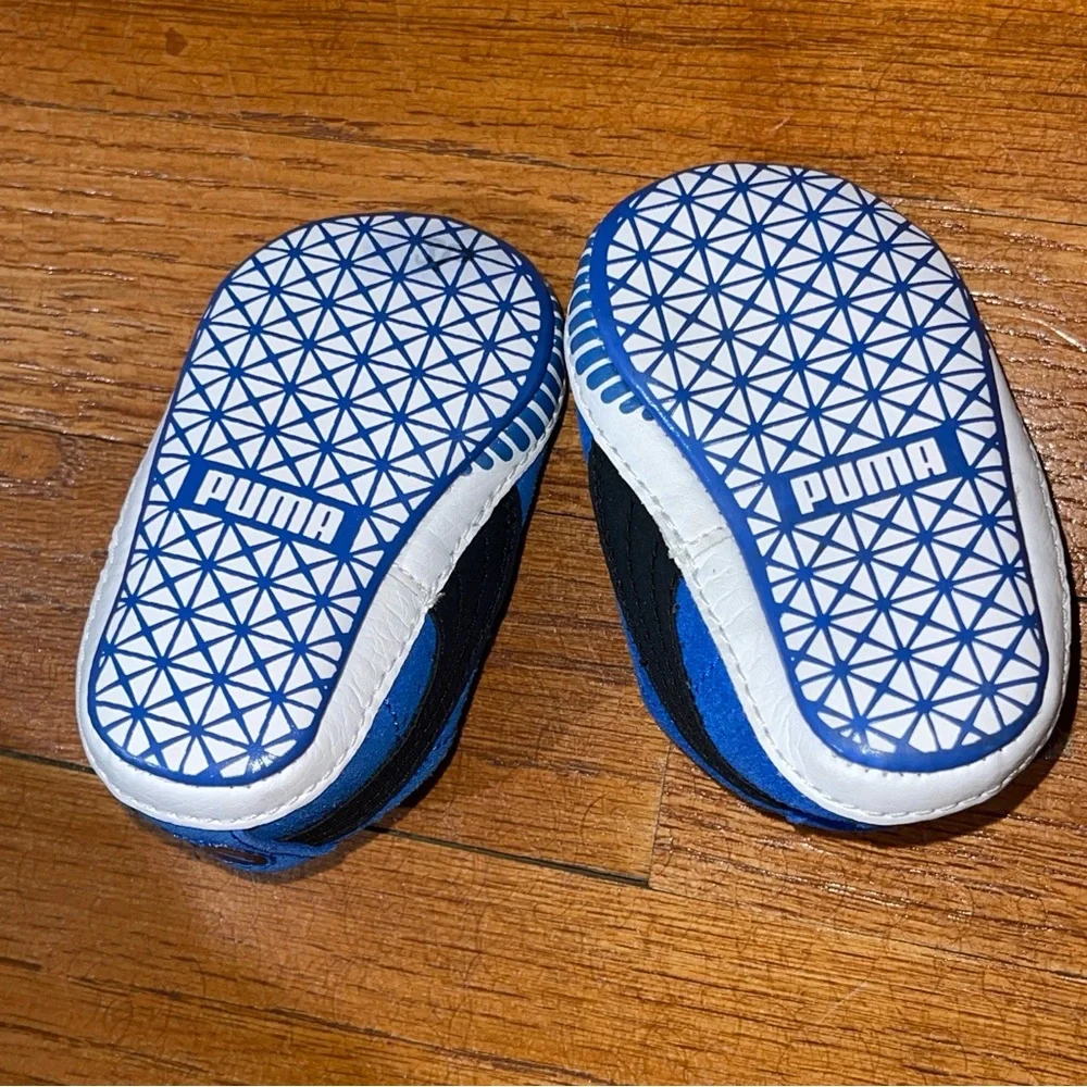 Puma Suede Baby Sneakers 1 Blue Hook & Loop Retro Infant Toddler Athletic shoes